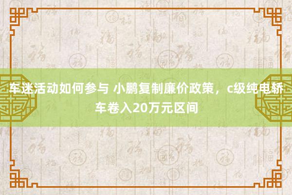 车迷活动如何参与 小鹏复制廉价政策，c级纯电轿车卷入20万元区间