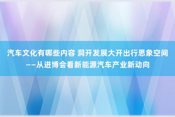 汽车文化有哪些内容 洞开发展大开出行思象空间——从进博会看新能源汽车产业新动向