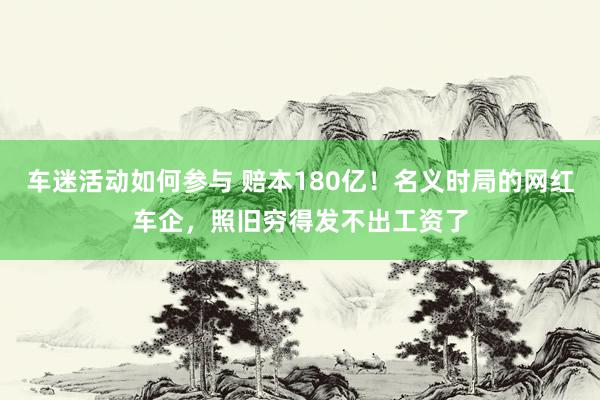 车迷活动如何参与 赔本180亿！名义时局的网红车企，照旧穷得发不出工资了