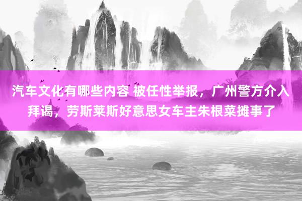 汽车文化有哪些内容 被任性举报，广州警方介入拜谒，劳斯莱斯好意思女车主朱根菜摊事了