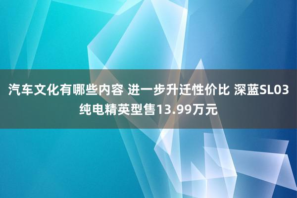 汽车文化有哪些内容 进一步升迁性价比 深蓝SL03纯电精英型售13.99万元