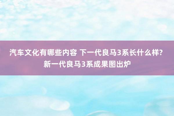 汽车文化有哪些内容 下一代良马3系长什么样? 新一代良马3系成果图出炉