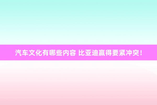 汽车文化有哪些内容 比亚迪赢得要紧冲突！