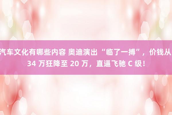 汽车文化有哪些内容 奥迪演出 “临了一搏”，价钱从 34 万狂降至 20 万，直逼飞驰 C 级！