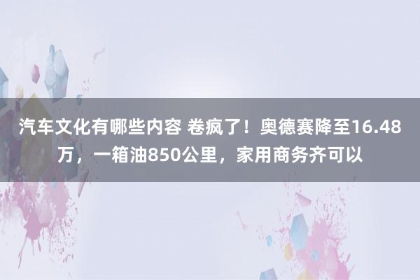 汽车文化有哪些内容 卷疯了！奥德赛降至16.48万，一箱油850公里，家用商务齐可以