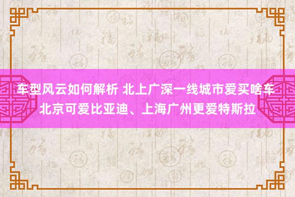 车型风云如何解析 北上广深一线城市爱买啥车 北京可爱比亚迪、上海广州更爱特斯拉