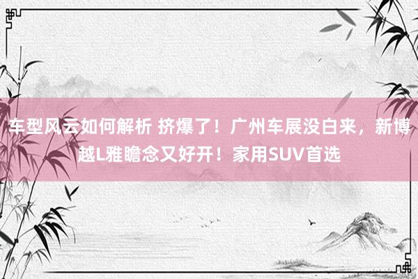 车型风云如何解析 挤爆了！广州车展没白来，新博越L雅瞻念又好开！家用SUV首选