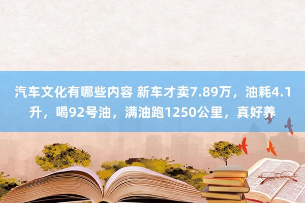 汽车文化有哪些内容 新车才卖7.89万，油耗4.1升，喝92号油，满油跑1250公里，真好养