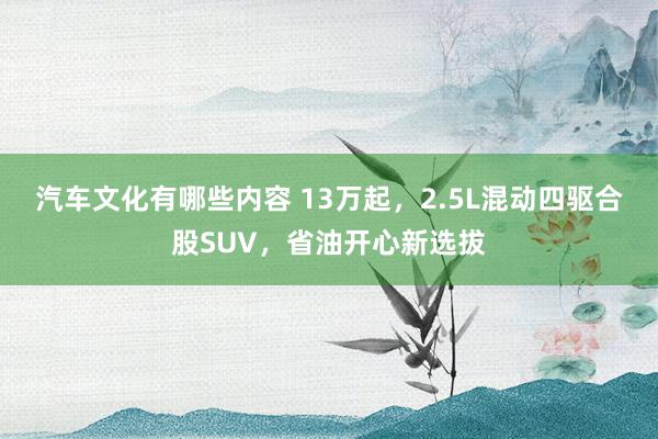 汽车文化有哪些内容 13万起，2.5L混动四驱合股SUV，省油开心新选拔