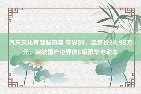 汽车文化有哪些内容 享界S9，起售价39.98万元，突破国产边界的C级豪华电动车