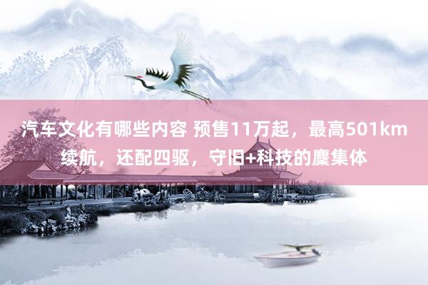 汽车文化有哪些内容 预售11万起，最高501km续航，还配四驱，守旧+科技的麇集体