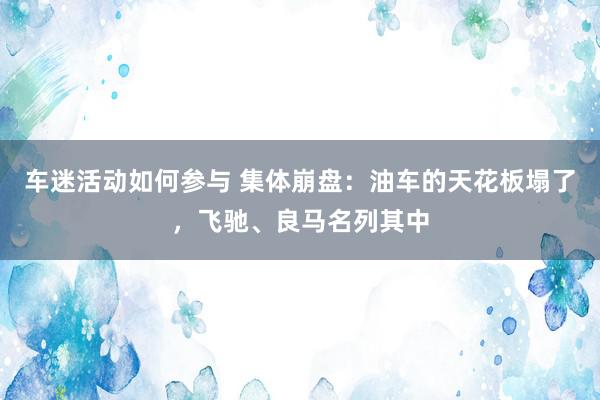 车迷活动如何参与 集体崩盘：油车的天花板塌了，飞驰、良马名列其中