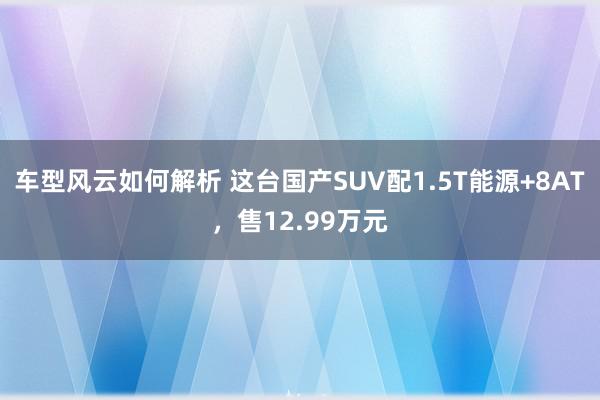 车型风云如何解析 这台国产SUV配1.5T能源+8AT，售12.99万元