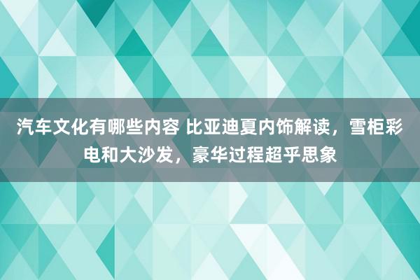 汽车文化有哪些内容 比亚迪夏内饰解读，雪柜彩电和大沙发，豪华过程超乎思象