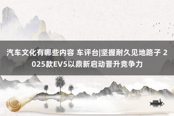 汽车文化有哪些内容 车评台|坚握耐久见地路子 2025款EV5以鼎新启动晋升竞争力