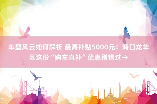 车型风云如何解析 最高补贴5000元！海口龙华区这份“购车直补”优惠别错过→