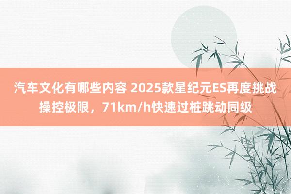 汽车文化有哪些内容 2025款星纪元ES再度挑战操控极限，71km/h快速过桩跳动同级