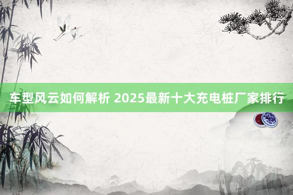 车型风云如何解析 2025最新十大充电桩厂家排行