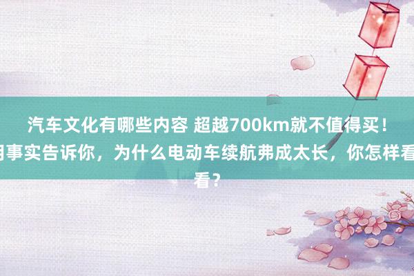 汽车文化有哪些内容 超越700km就不值得买！用事实告诉你，为什么电动车续航弗成太长，你怎样看？