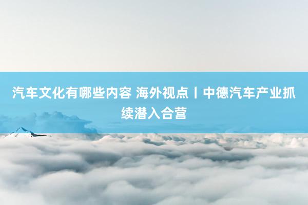 汽车文化有哪些内容 海外视点丨中德汽车产业抓续潜入合营