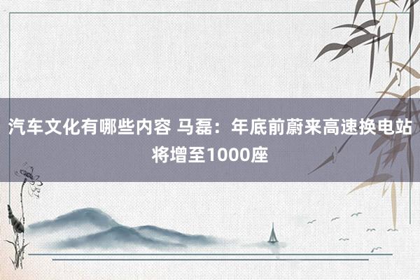 汽车文化有哪些内容 马磊：年底前蔚来高速换电站将增至1000座