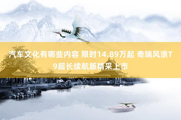 汽车文化有哪些内容 限时14.89万起 奇瑞风浪T9超长续航版精采上市