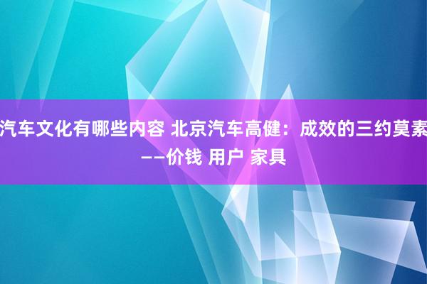 汽车文化有哪些内容 北京汽车高健：成效的三约莫素——价钱 用户 家具