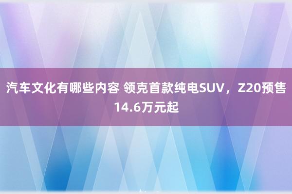 汽车文化有哪些内容 领克首款纯电SUV，Z20预售14.6万元起