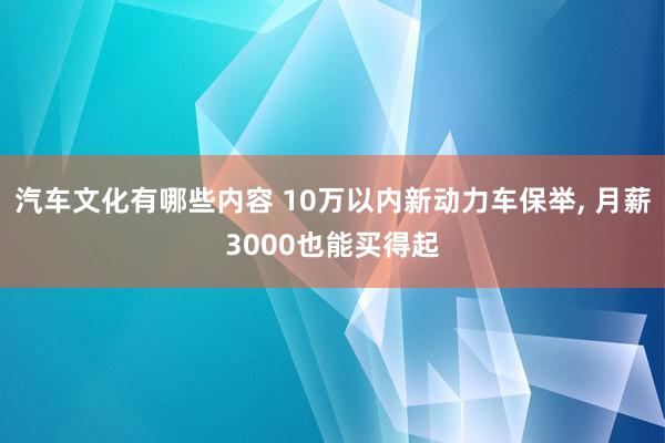 汽车文化有哪些内容 10万以内新动力车保举, 月薪3000也能买得起