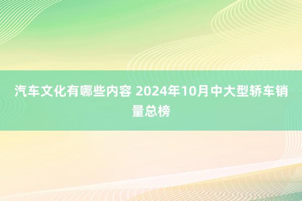 汽车文化有哪些内容 2024年10月中大型轿车销量总榜