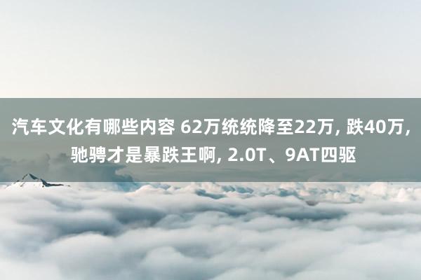 汽车文化有哪些内容 62万统统降至22万, 跌40万, 驰骋才是暴跌王啊, 2.0T、9AT四驱