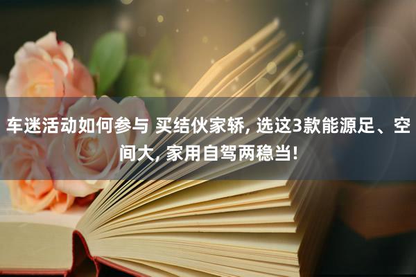 车迷活动如何参与 买结伙家轿, 选这3款能源足、空间大, 家用自驾两稳当!