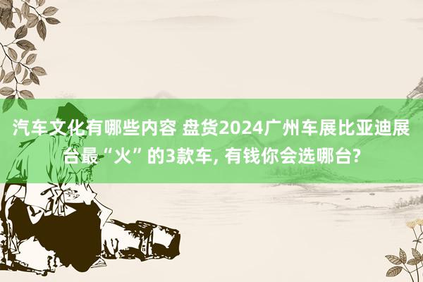 汽车文化有哪些内容 盘货2024广州车展比亚迪展台最“火”的3款车, 有钱你会选哪台?