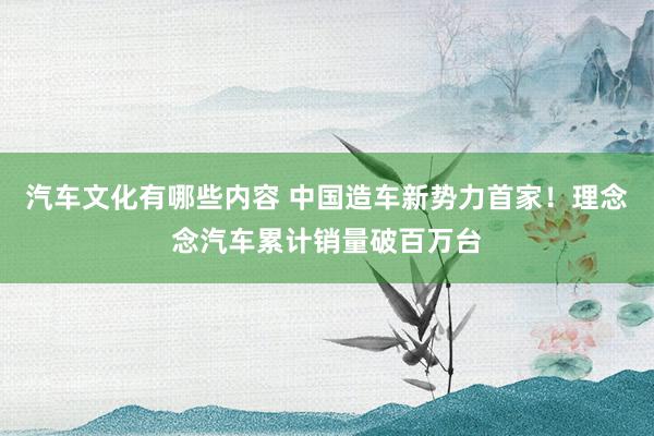 汽车文化有哪些内容 中国造车新势力首家！理念念汽车累计销量破百万台