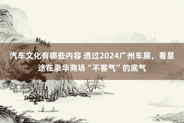 汽车文化有哪些内容 透过2024广州车展，看星途在豪华商场“不客气”的底气