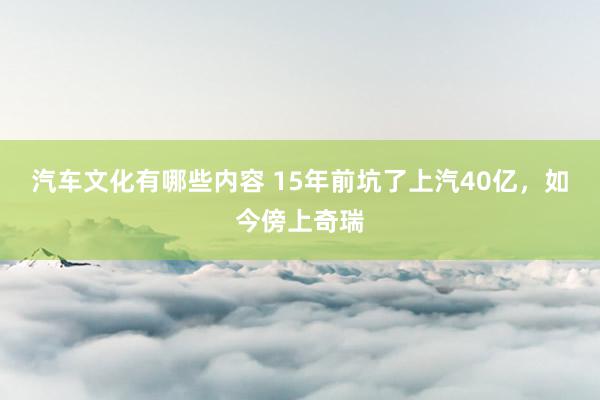 汽车文化有哪些内容 15年前坑了上汽40亿，如今傍上奇瑞