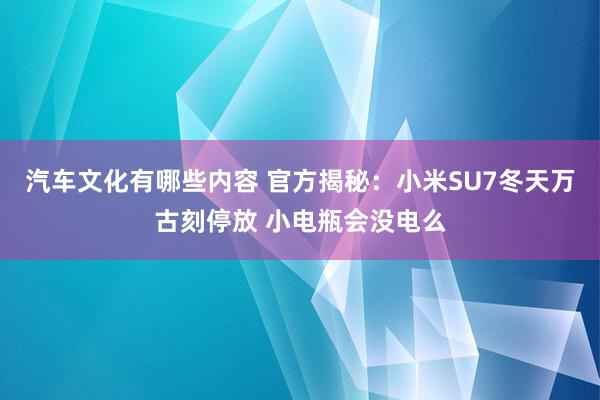 汽车文化有哪些内容 官方揭秘：小米SU7冬天万古刻停放 小电瓶会没电么