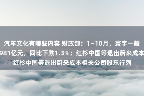 汽车文化有哪些内容 财政部：1—10月，寰宇一般专家预算收入184981亿元，同比下跌1.3%；红杉中国等退出蔚来成本相关公司股东行列