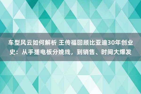 车型风云如何解析 王传福回顾比亚迪30年创业史：从手搓电板分娩线，到销售、时间大爆发