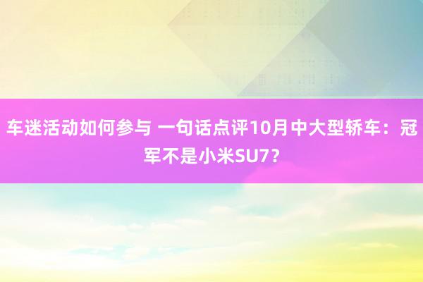 车迷活动如何参与 一句话点评10月中大型轿车：冠军不是小米SU7？