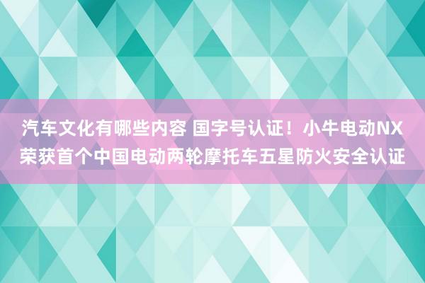 汽车文化有哪些内容 国字号认证！小牛电动NX荣获首个中国电动两轮摩托车五星防火安全认证