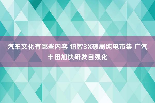 汽车文化有哪些内容 铂智3X破局纯电市集 广汽丰田加快研发自强化