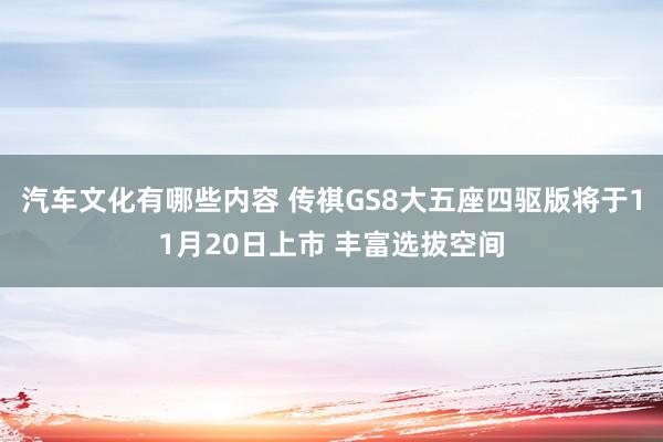 汽车文化有哪些内容 传祺GS8大五座四驱版将于11月20日上市 丰富选拔空间