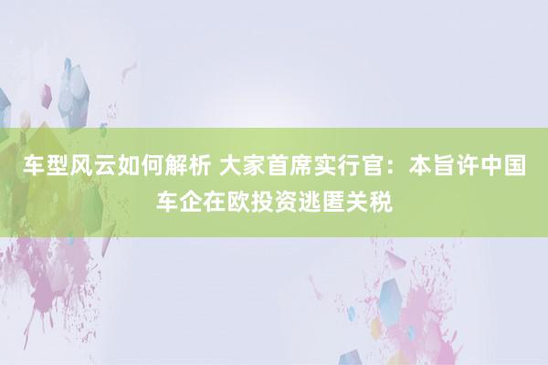 车型风云如何解析 大家首席实行官：本旨许中国车企在欧投资逃匿关税