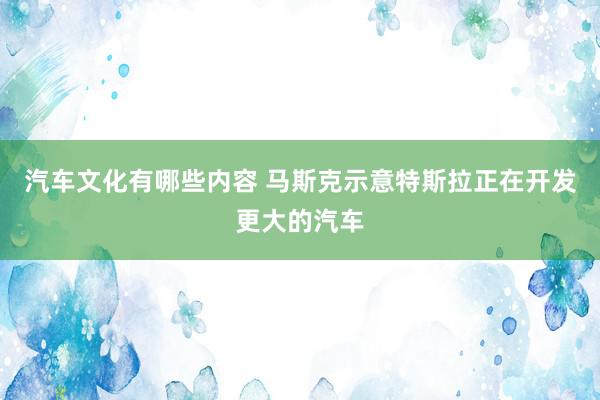 汽车文化有哪些内容 马斯克示意特斯拉正在开发更大的汽车