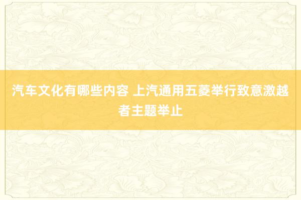 汽车文化有哪些内容 上汽通用五菱举行致意激越者主题举止